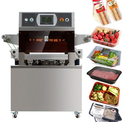 quality semi automatic food modified atmosphere vacuum tray sealer map vacuum tray sealing machine with gas filling factory